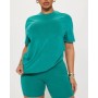 FashıonNova Stepping Out Mineral Wash Short Set - Emerald Şortlu Takım