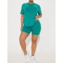 FashıonNova Stepping Out Mineral Wash Short Set - Emerald Şortlu Takım