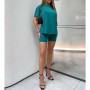 FashıonNova Stepping Out Mineral Wash Short Set - Emerald Şortlu Takım