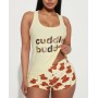 FashıonNova Cuddle Buddy Bear PJ Short Set - Yellow/combo Şortlu Takım