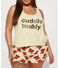 FashıonNova Cuddle Buddy Bear PJ Short Set - Yellow/combo Şortlu Takım