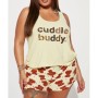 FashıonNova Cuddle Buddy Bear PJ Short Set - Yellow/combo Şortlu Takım