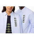 Lacoste Unisex Regular Fit Düğmeli Yaka Çizgili Organik Pamuk Mavi Gömlek CH3553.F6Z