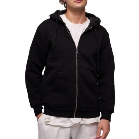 Giysa John Borners Erkek Kapüşonlu Siyah Üç iplik Fermuarlı Sweatshirt