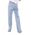 Prettylittlething Kadın Light Blue Wash Long Leg Split Hem Jeans CMF2615