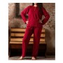 Sude Kadın Yuvarlak Yaka Puantiye Desen Bambu İnterlok Anne Pijama Takımı P5062-Bordo