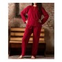 Sude Kadın Yuvarlak Yaka Puantiye Desen Bambu İnterlok Anne Pijama Takımı P5062-Bordo