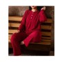 Sude Kadın Yuvarlak Yaka Puantiye Desen Bambu İnterlok Anne Pijama Takımı P5062-Bordo