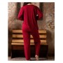 Sude Kadın Yuvarlak Yaka Puantiye Desen Bambu İnterlok Anne Pijama Takımı P5062-Bordo