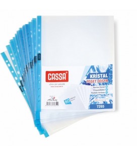 Cassa 7265 Şeffaf Crystal Poşet Dosya 80 Mikron A4 (50 Adet)