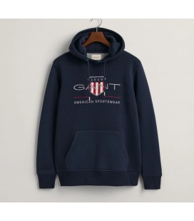 GANT Erkek Lacivert Regular Fit Kapüşonlu Logolu Sweatshirt 2047082.433