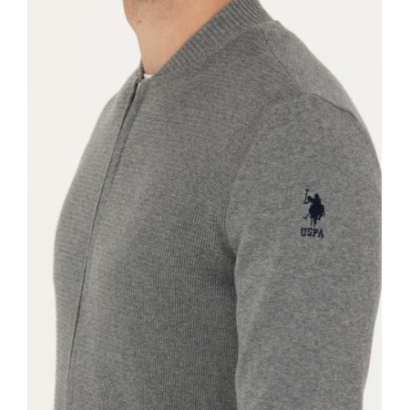 U.S.Polo Assn.Erkek Gri Melanj Basic Triko Hırka