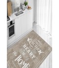 Decomia Home Dijital Baskılı Kaymaz Taban Yıkanabilir Kitchen Home Yazılı Kahverengi Mutfak Halısı D5018 80x150 cm