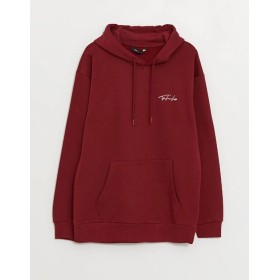 Lc Waikiki Bordo Uzun Kollu Baskılı Erkek Kalın Hoodie W3DG28Z8 - HMS