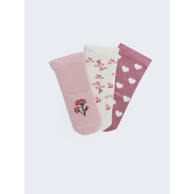 KANZ Desenli Kız Bebek Soket Çorap 3'lü W2CS74Z1 - FZZ - Açık Pembe