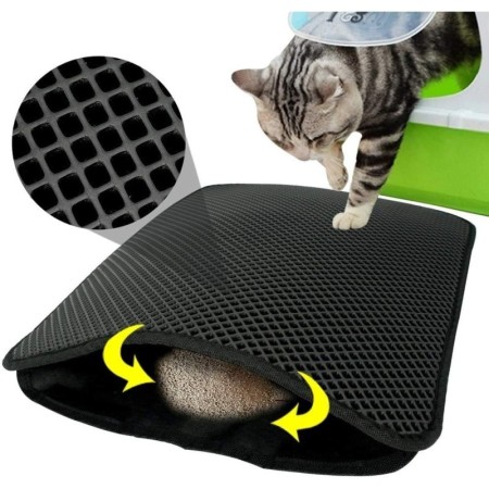 Buffer Kedi Tuvalet Önü Kum Toplayıcı Temizleyici Elekli Siyah Paspas