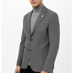 SÜVARİ Antrasit Slim Fit Armürlü Mono Yaka 6 Drop Ceket CT2021600315