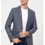 SÜVARİ Lacivert Slim Fit Armürlü Sivri Yaka 6 Drop Ceket CT2021600300