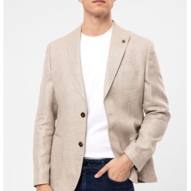 SÜVARİ Bej Slim Fit Armürlü Sivri Yaka 6 Drop Ceket CT2021600293