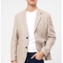SÜVARİ Bej Slim Fit Armürlü Sivri Yaka 6 Drop Ceket CT2021600293