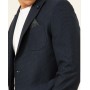 SÜVARİ Parlament Mavi Slim Fit Armürlü Mono Yaka 6 Drop Ceket CT2021600229