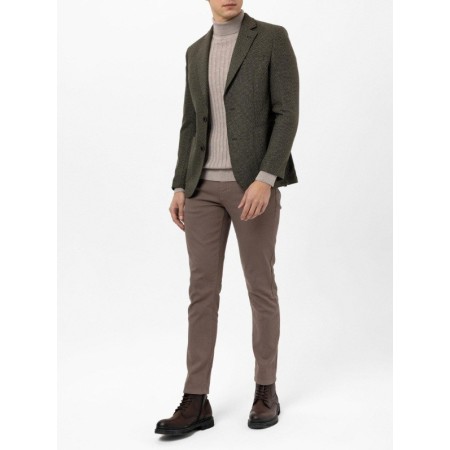 SÜVARİ Koyu Haki Slim Fit Armürlü Mono Yaka 6 Drop Ceket CT2021600339