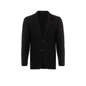 Süvari Siyah Slim Fit Armürlü Mono Yaka 6 Drop Ceket CT2021600288