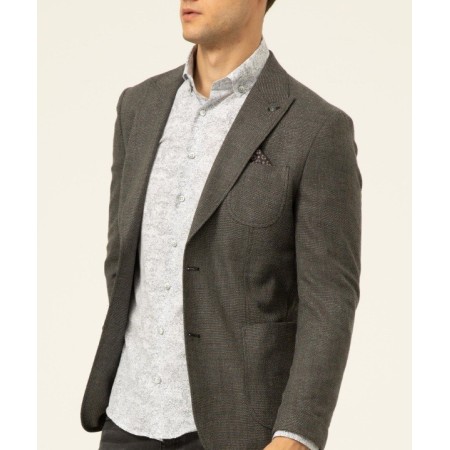 Süvari Siyah Slim Fit Armürlü Sivri Yaka 6 Drop Ceket CT2021600251