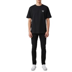 UNIQLO Erkek Siyah Oversize Bisiklet Yaka T-Shirt 455359