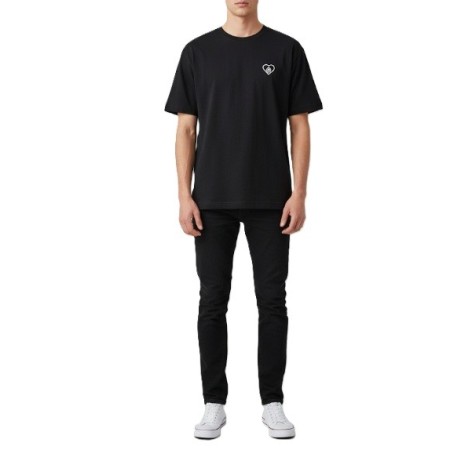 UNIQLO Erkek Siyah Oversize Bisiklet Yaka T-Shirt 455359