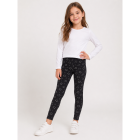 LCW Kids Black Elastic Waist Printed Girls Leggings