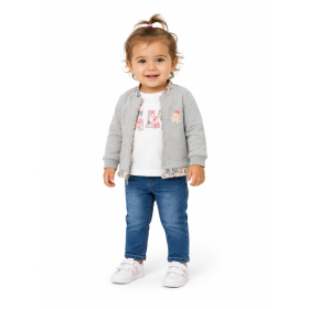 Necixs Glitter Cardigan and Denim Pants 3-Piece Baby Set