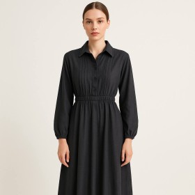 Manuka Women’s Belted Denim Dress Anthracite - Chic and Modern