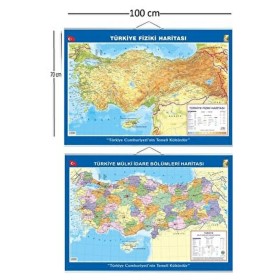 Türkiye Siyasi Haritası Çift Taraflı 100x70cm