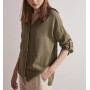 Jimmy Key Long Back Linen Women's Haki Shirt - Stylish Design