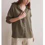 Jimmy Key Long Back Linen Women's Haki Shirt - Stylish Design