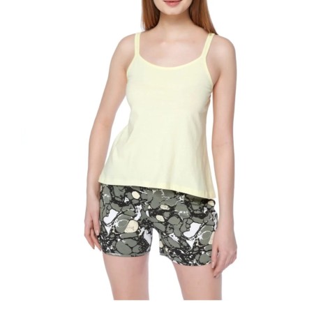 Take İt Easy Women's Yellow Cotton Shorts Set - Summer Style
