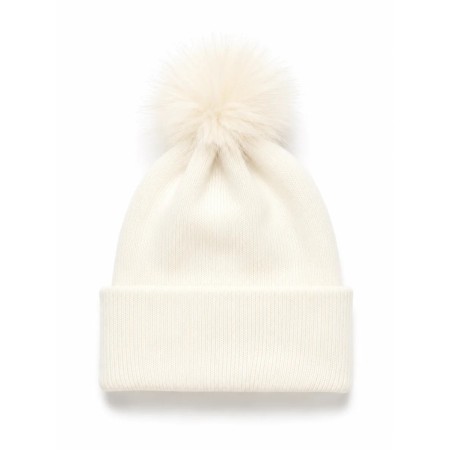 Fringed Women's Beanie Cream Color - Stylish and Warm