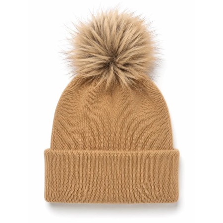 Fringed Women's Beanie Brown - Stylish Winter Accessory