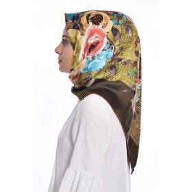 Miranda Floral Pattern Scarf Khaki Brown - The Perfect Accessory