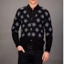 Tudors Patterned Black Men's Cardigan - Elegance and Comfort