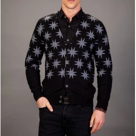 Tudors Patterned Black Men's Cardigan - Elegance and Comfort