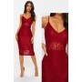 Prettylittlething Burgundy Lace Midi Dress