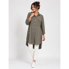 Magazine Linen Long Women's Shirt - Stylish and Comfortable
