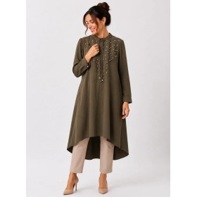 Marymyar Pearl Detailed Women's Midi Dress - Embrace Elegance