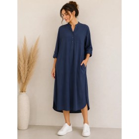 Satin Midi Women's Dress - Elegant and Comfortable