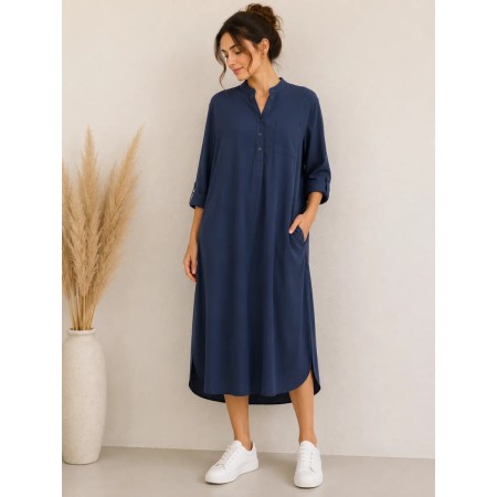 Satin Midi Women's Dress - Elegant and Comfortable