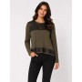Setrms Women's Khaki Front Mesh Detail Knit Blouse - Stylish and Comfortable