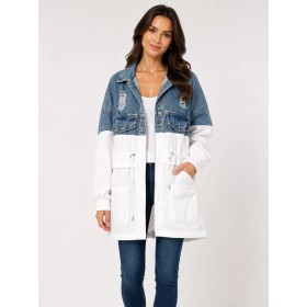 Armalife Kadın Beyaz Denim Detaylı Ceket T22-8084