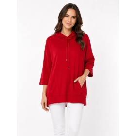 Piora Women's Red Pocket Oversize Sweatshirt - Style and Comfort